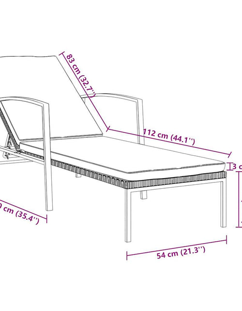 Încărcați imaginea în vizualizatorul Galerie, Șezlong de grădină cu pernă, maro, poliratan
