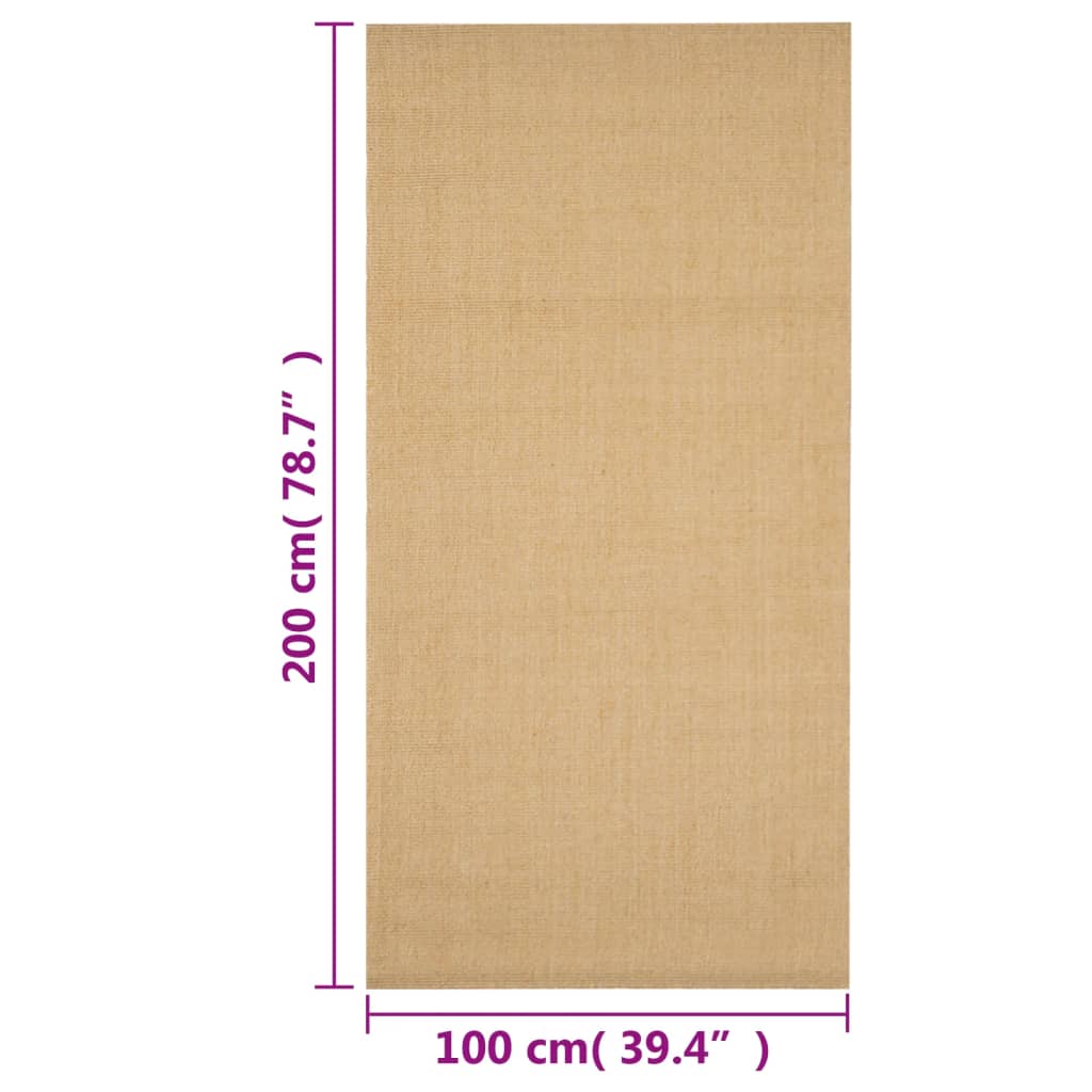 Covor din sisal, natural, 100x200 cm