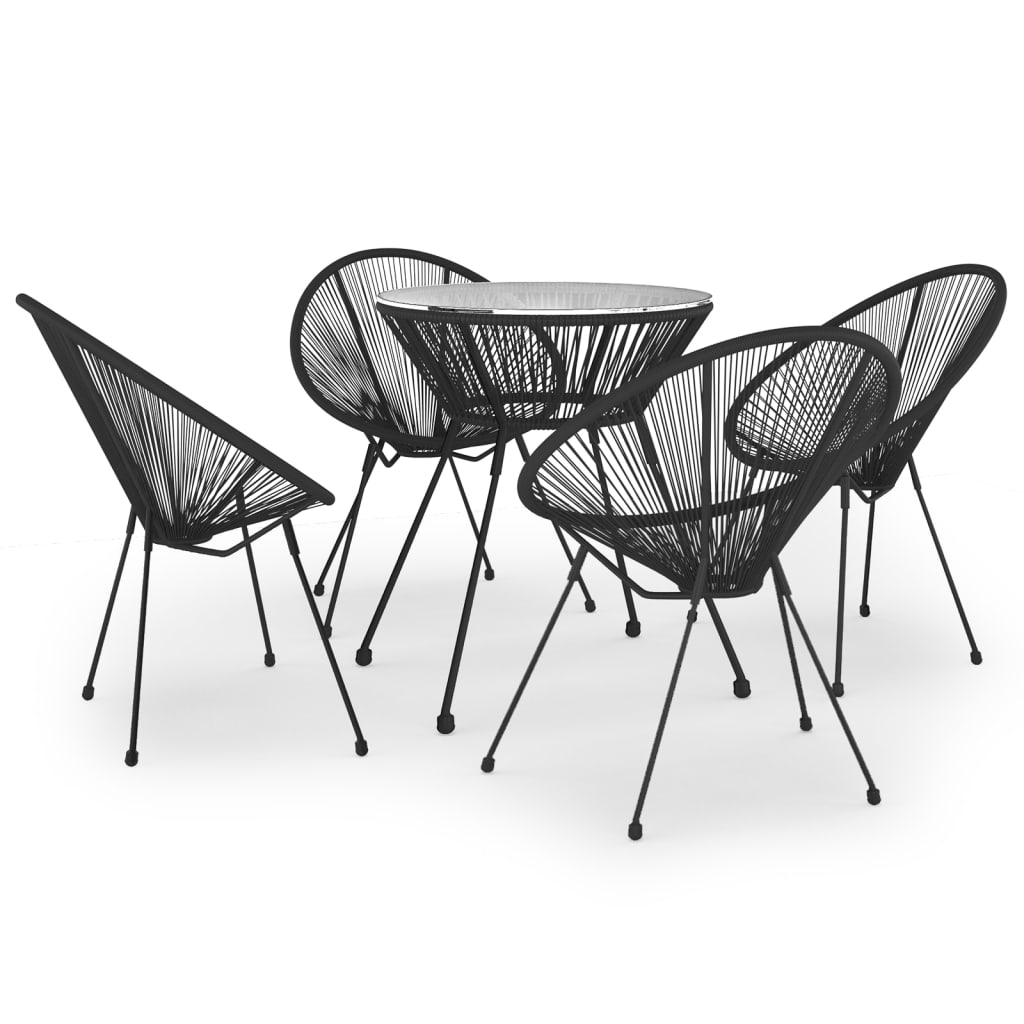 Set de mobilier pentru grădină, 5 piese, negru - Lando