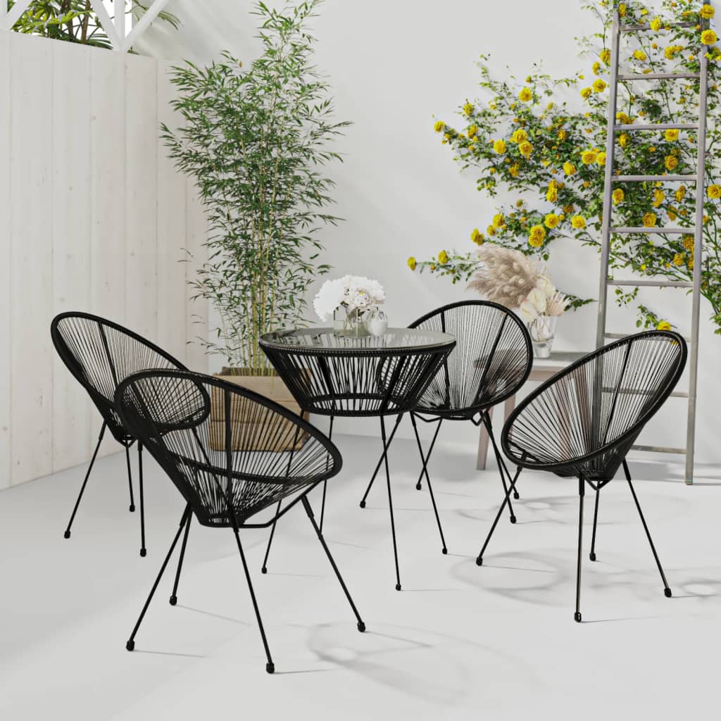 Set de mobilier pentru grădină, 5 piese, negru - Lando