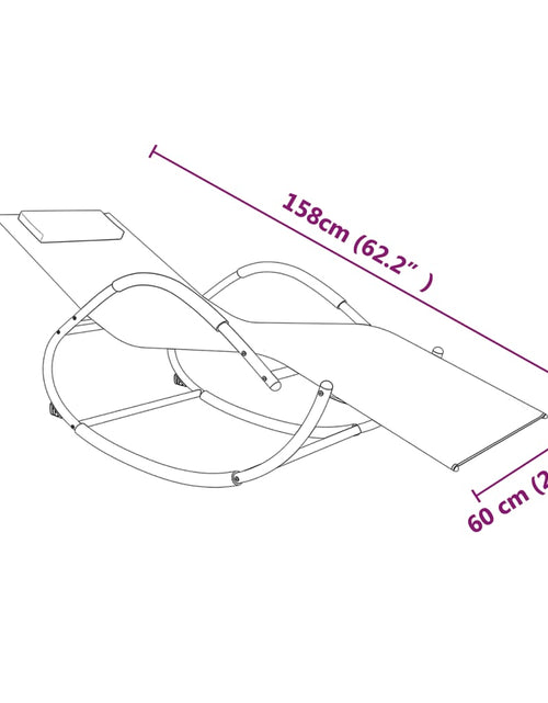 Încărcați imaginea în vizualizatorul Galerie, Șezlonguri de plajă balansoar, 2 buc., gri, oțel &amp; textilenă
