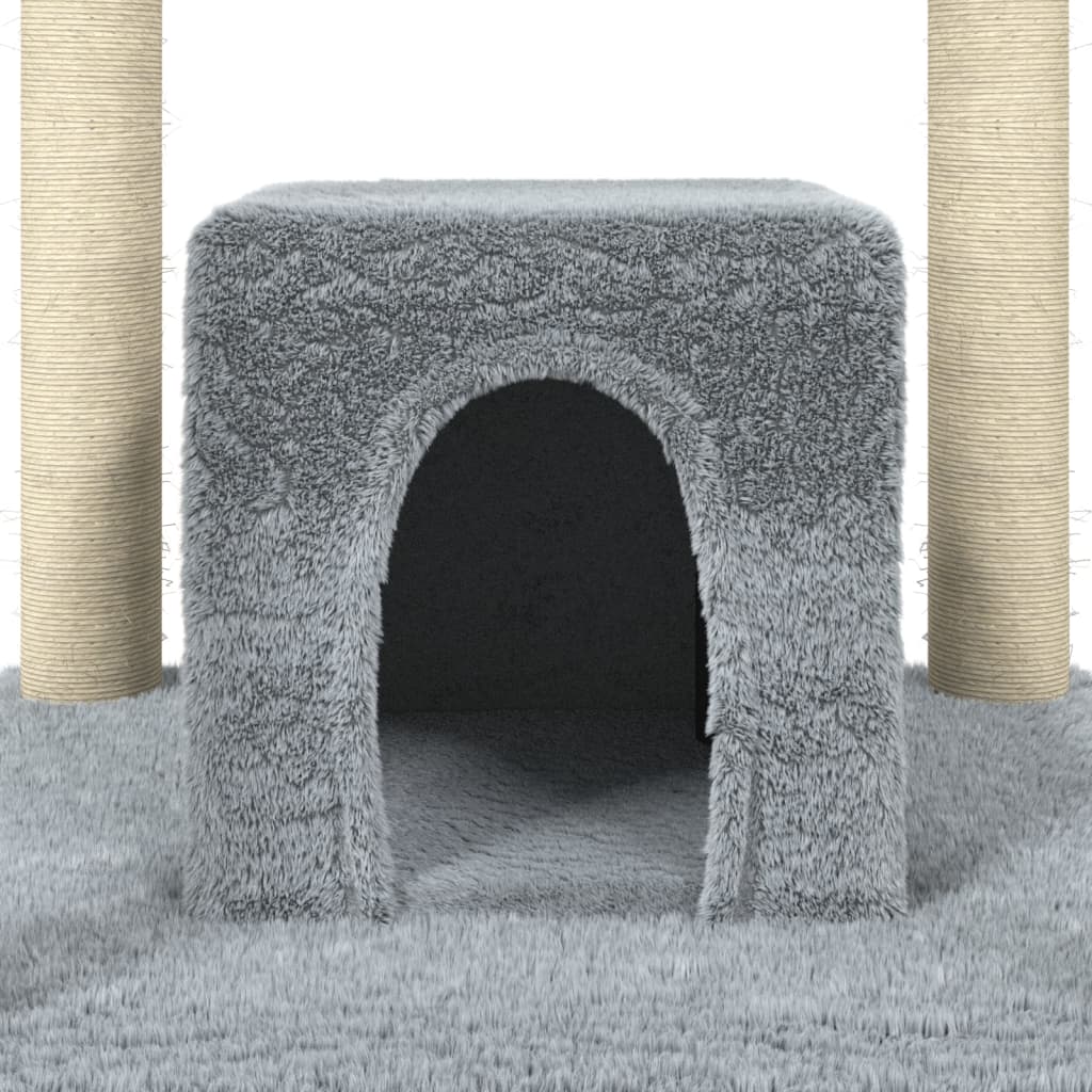 Ansamblu pisici, stâlpi din funie sisal, gri deschis, 174 cm