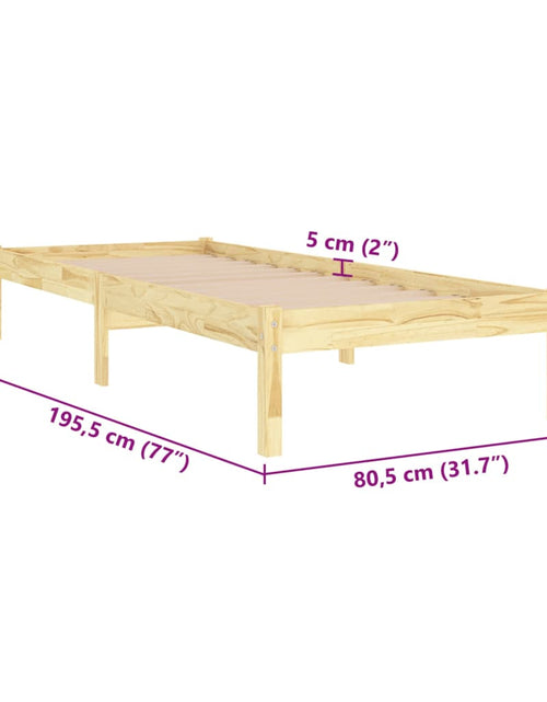 Încărcați imaginea în vizualizatorul Galerie, Cadru de pat mic single, 75x190 cm, lemn masiv
