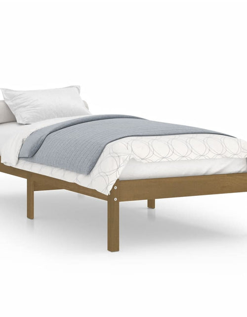 Încărcați imaginea în vizualizatorul Galerie, Cadru de pat mic single, maro miere, 75x190 cm, lemn masiv
