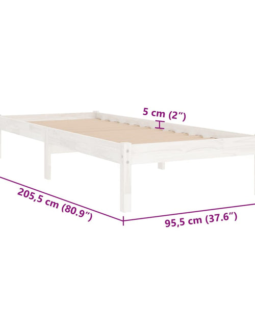Загрузите изображение в средство просмотра галереи, Cadru de pat, alb, 90x200 cm, lemn masiv de pin
