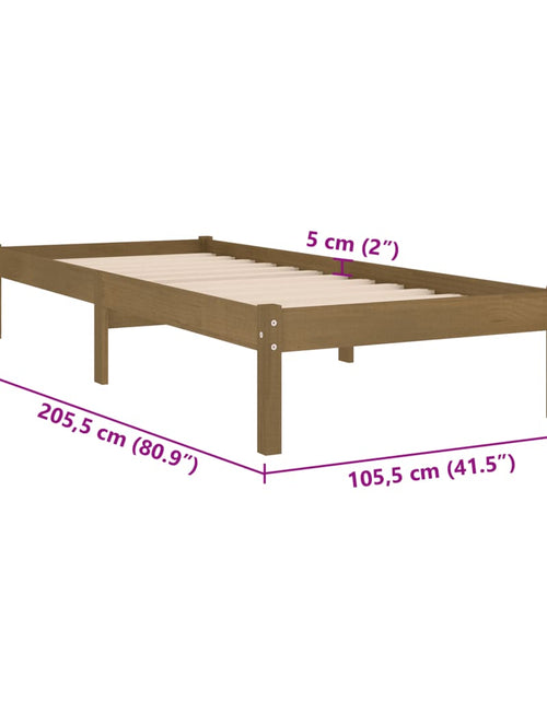 Загрузите изображение в средство просмотра галереи, Cadru de pat, maro miere, 100x200 cm, lemn masiv de pin
