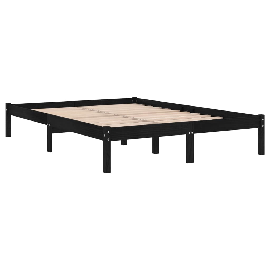 Cadru de pat Super King, negru, 180x200 cm, lemn masiv