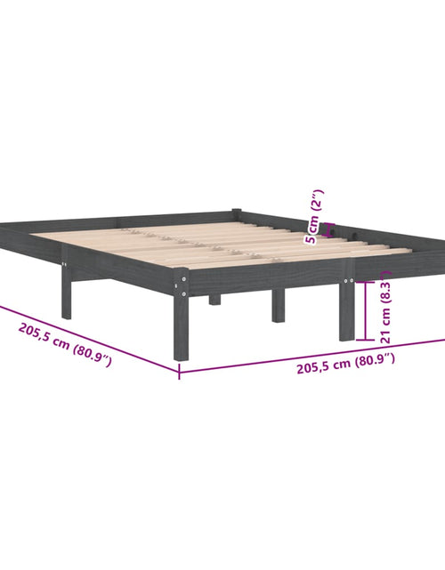 Загрузите изображение в средство просмотра галереи, Cadru de pat, gri, 200x200 cm, lemn masiv de pin
