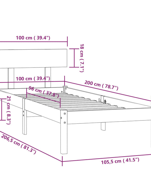 Загрузите изображение в средство просмотра галереи, Cadru de pat, alb, 100x200 cm, lemn masiv de pin
