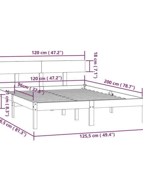 Загрузите изображение в средство просмотра галереи, Cadru de pat, negru, 120x200 cm, lemn masiv de pin

