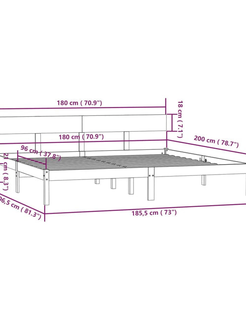 Încărcați imaginea în vizualizatorul Galerie, Cadru de pat UK Super King, 180x200 cm, lemn masiv pin
