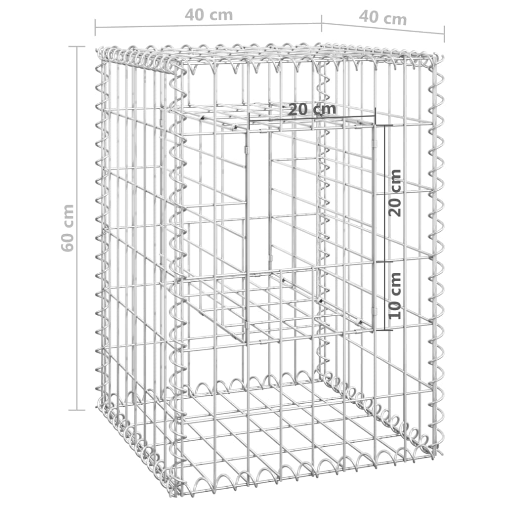 Stâlpi tip coș gabion, 2 buc., 40x40x60 cm, fier