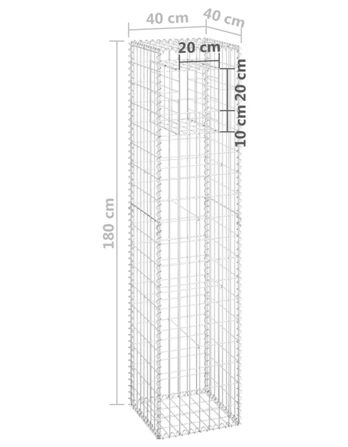 Загрузите изображение в средство просмотра галереи, Stâlp tip coș gabion, 40x40x180 cm, fier
