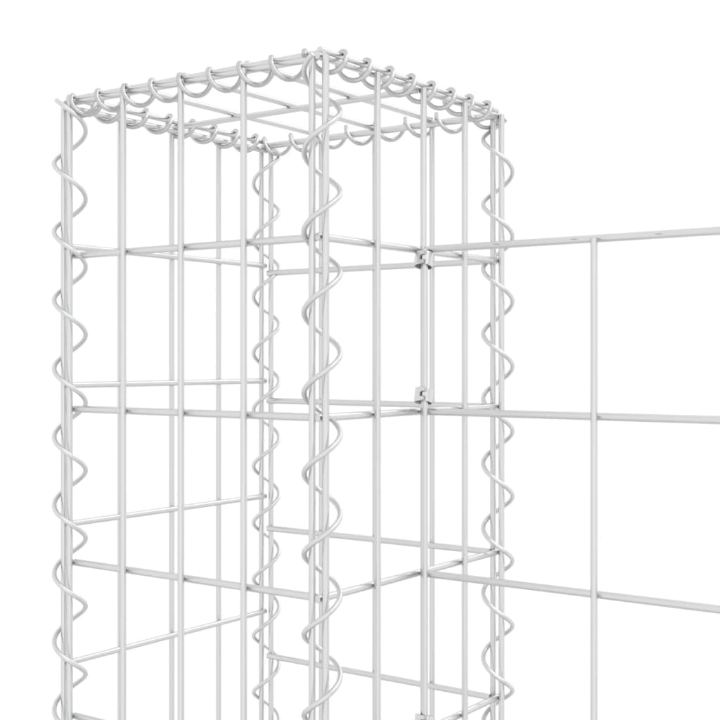 Coș gabion în formă de U cu 8 stâlpi, 860x20x100 cm, fier