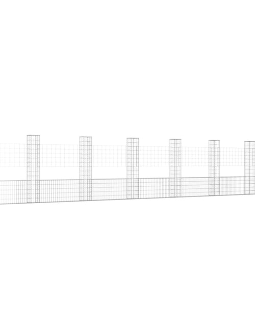 Загрузите изображение в средство просмотра галереи, Coș gabion în formă de U cu 8 stâlpi, 860x20x150 cm, fier

