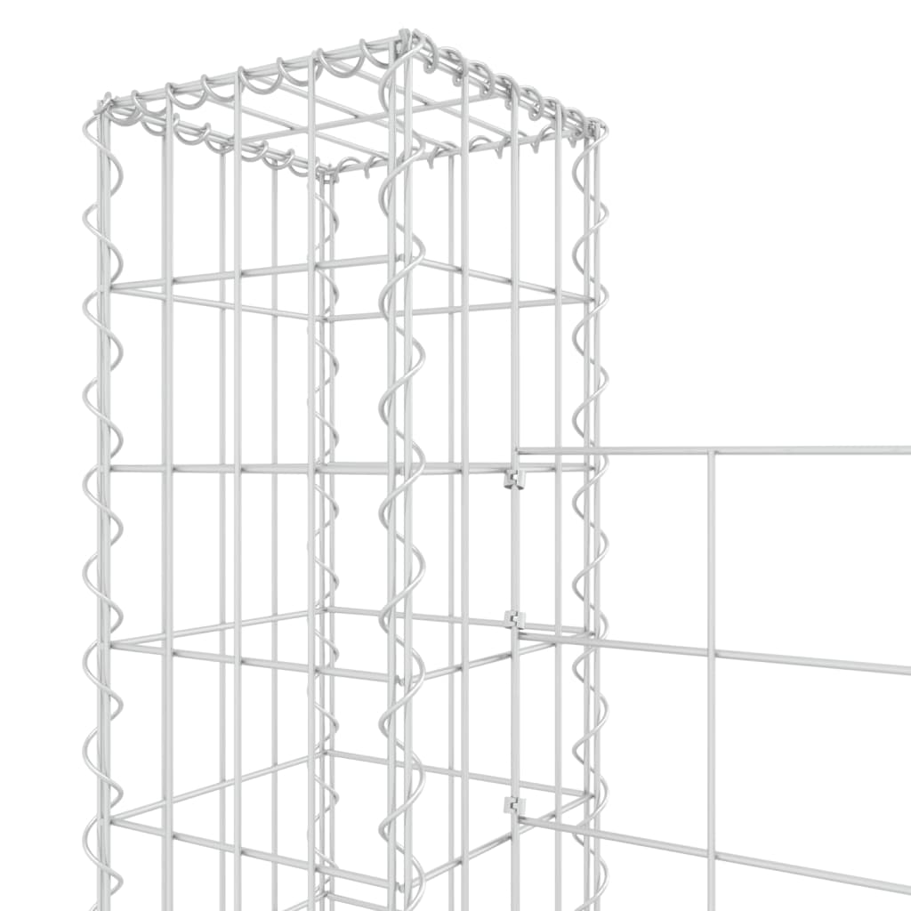 Coș gabion în formă de U cu 8 stâlpi, 860x20x150 cm, fier