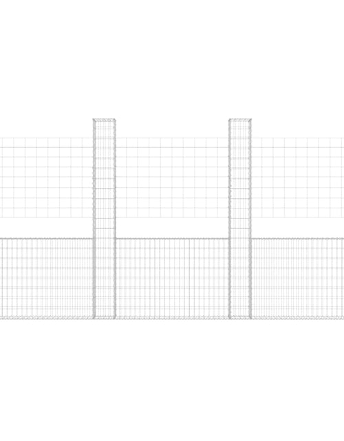 Încărcați imaginea în vizualizatorul Galerie, Coș de gabion în formă de U cu 5 stâlpi, 500x20x200 cm, fier
