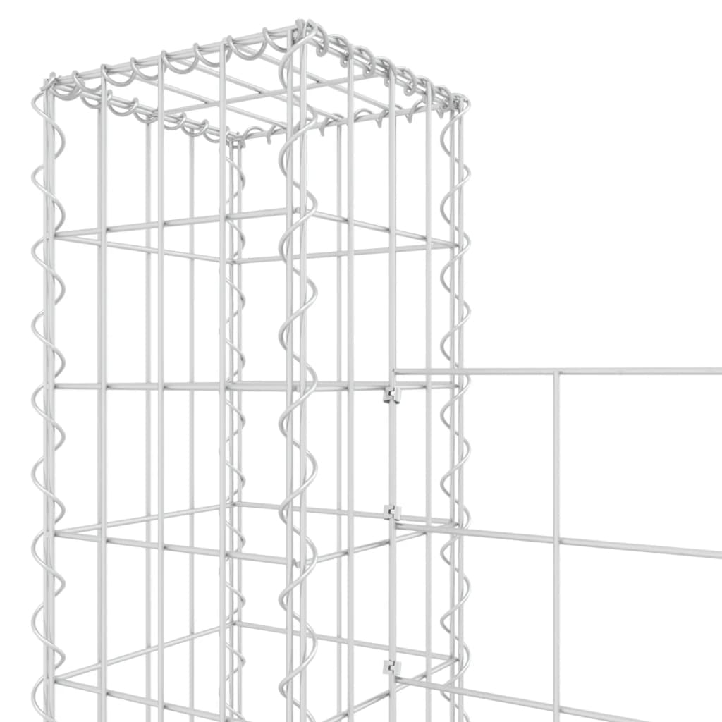 Coș de gabion în formă de U cu 5 stâlpi, 500x20x200 cm, fier