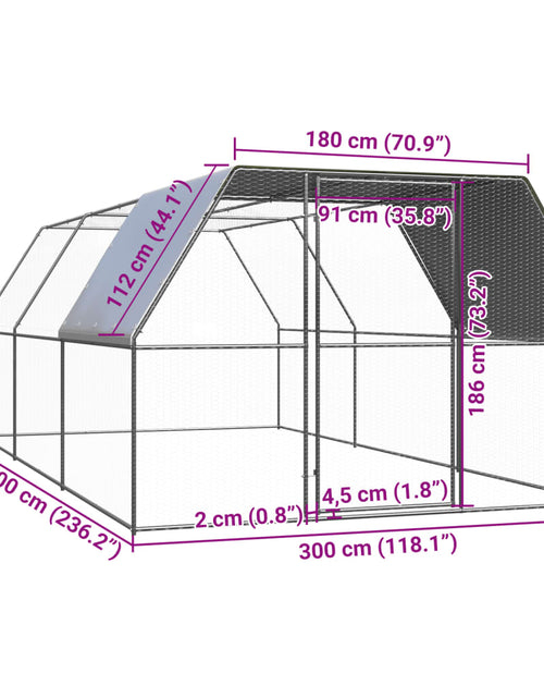 Загрузите изображение в средство просмотра галереи, Coteț de păsări pentru exterior, 3x6x2 m, oțel zincat
