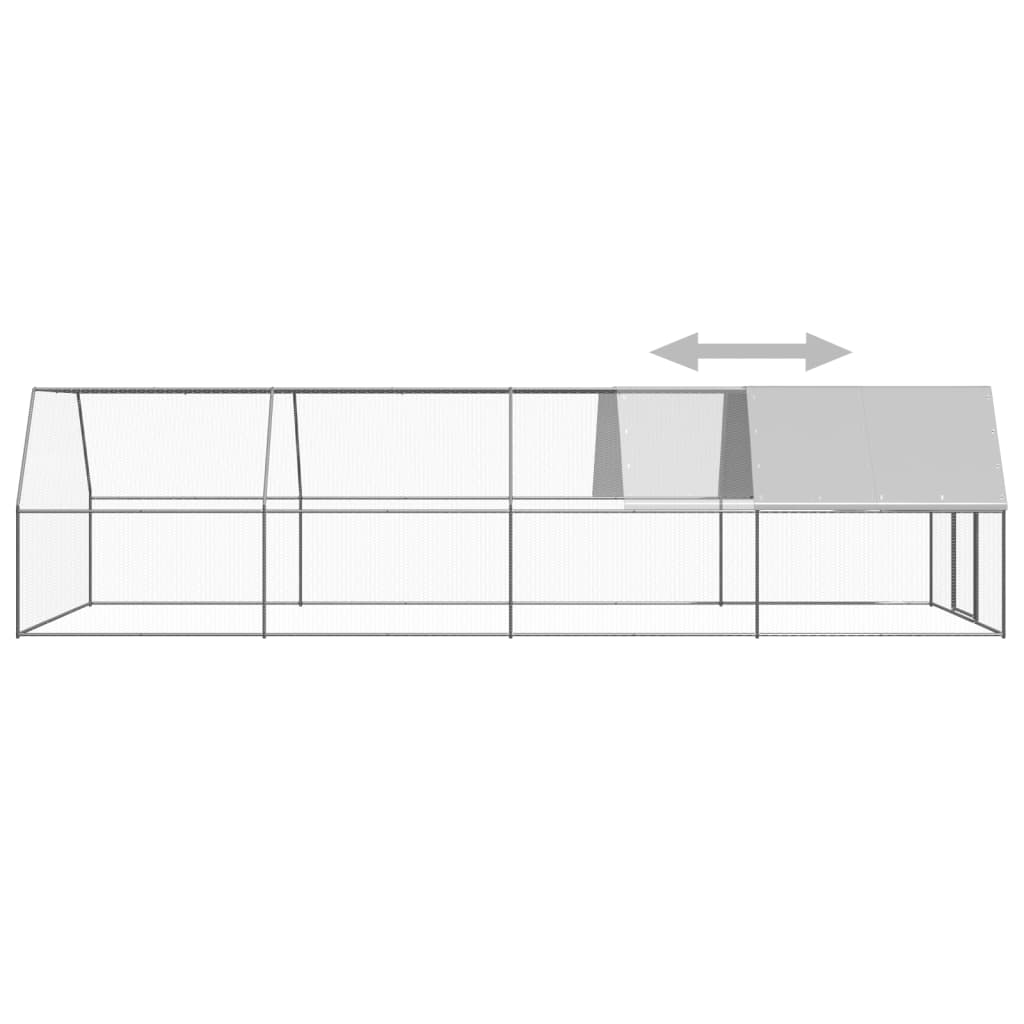 Coteț de păsări pentru exterior, 3x8x2 m, oțel zincat