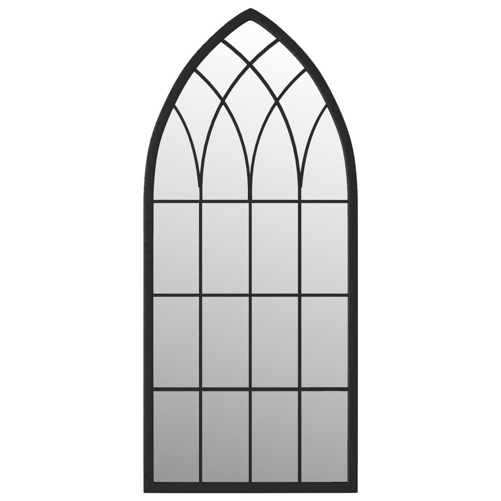 Oglindă de grădină, negru, 100x45 cm, fier, uz exterior