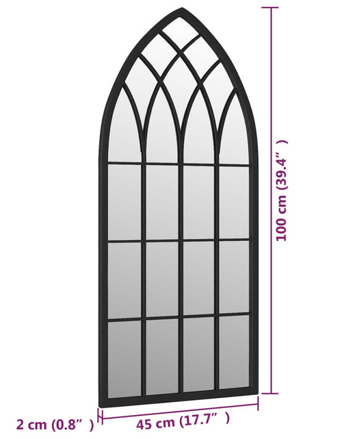 Încărcați imaginea în vizualizatorul Galerie, Oglindă de grădină, negru, 100x45 cm, fier, uz exterior
