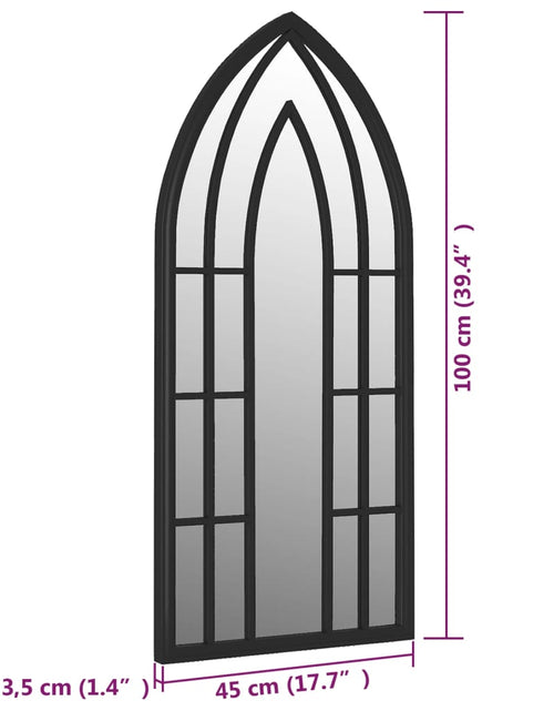 Încărcați imaginea în vizualizatorul Galerie, Oglindă de grădină, negru, 100x45 cm, fier uz exterior
