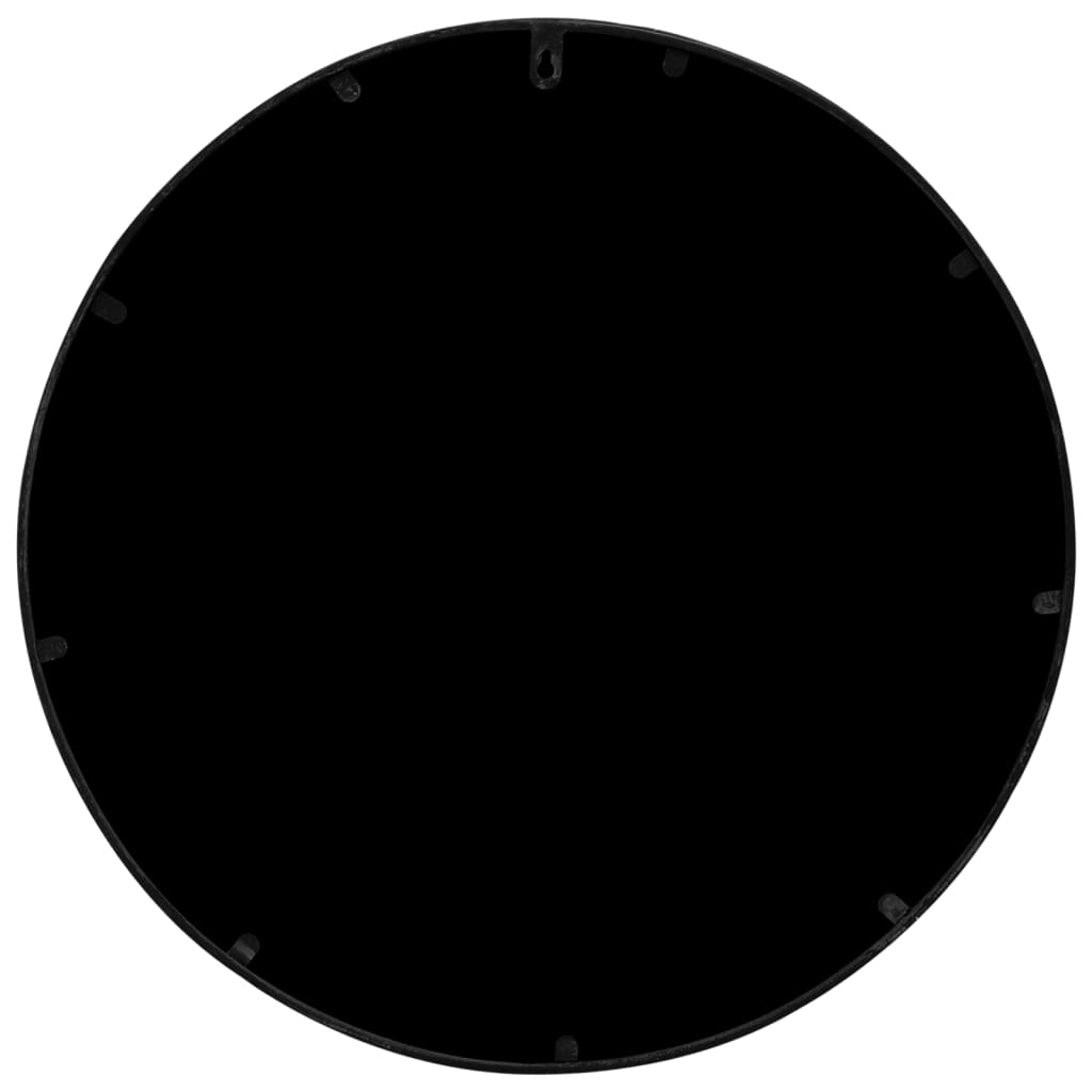 Oglindă de grădină rotundă, negru, 40x3 cm, fier, uz exterior