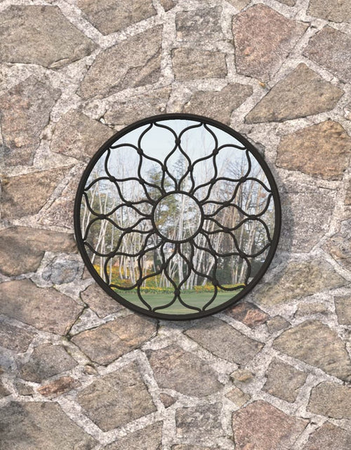 Încărcați imaginea în vizualizatorul Galerie, Oglindă de grădină rotundă, negru, 40x3 cm, fier, uz exterior
