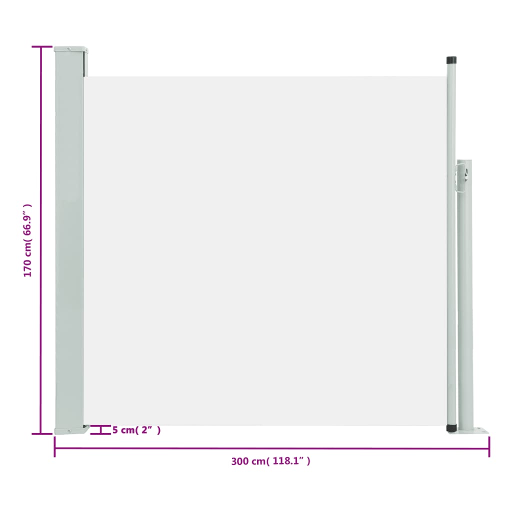 Copertină laterală retractabilă de terasă, crem, 170x300 cm