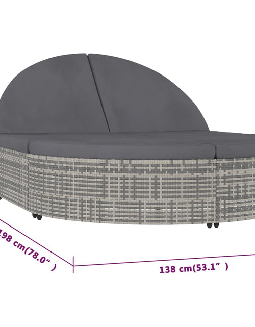 Încărcați imaginea în vizualizatorul Galerie, Șezlong cu 2 locuri cu perne, gri, poliratan
