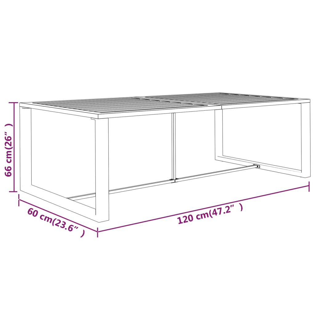 Masă de exterior, antracit, 120x60x66 cm, aluminiu