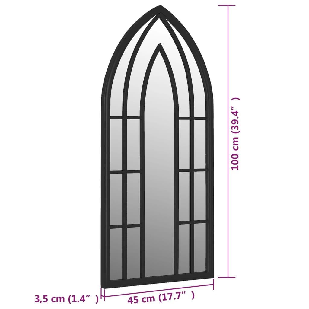 Oglindă,negru, 100x45 cm,fier, pentru utilizare în interior