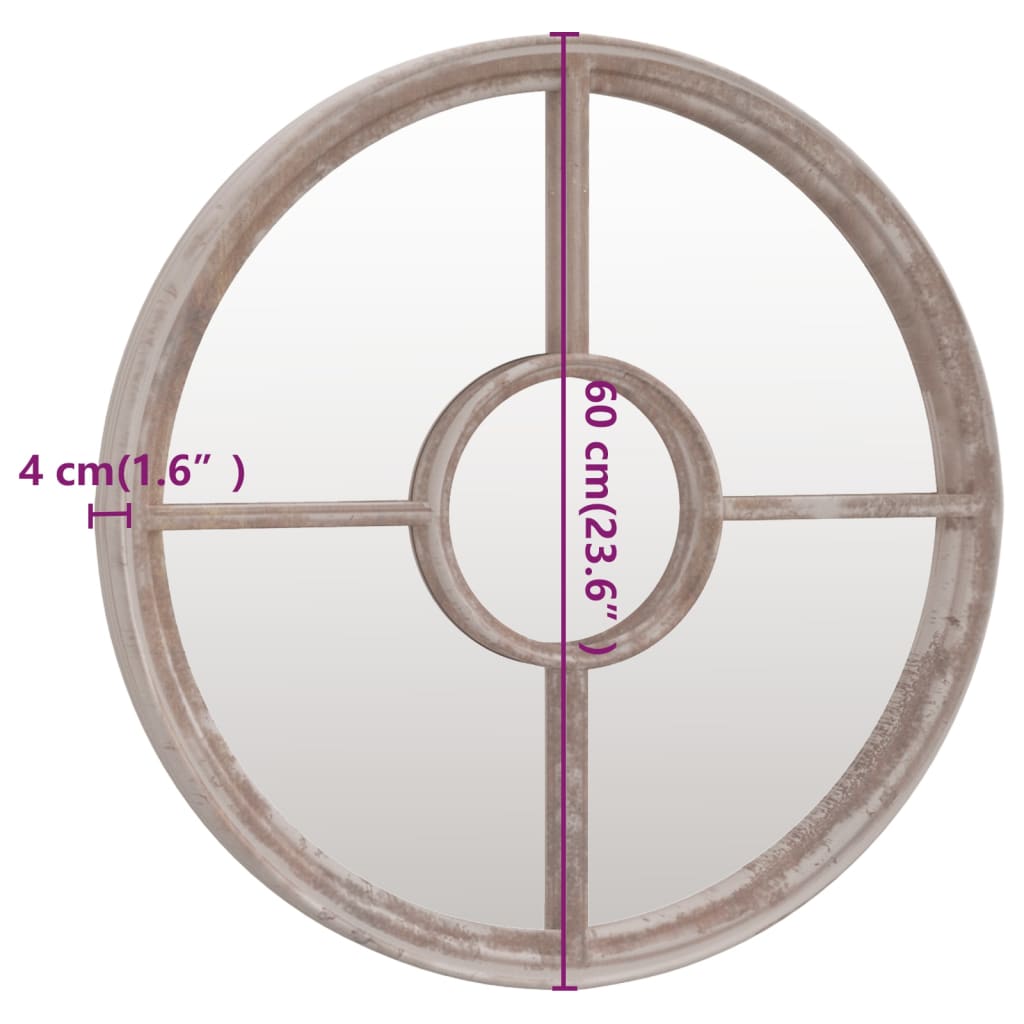 Oglindă rotundă,nisip,60x4 cm,fier,pentru utilizare în interior
