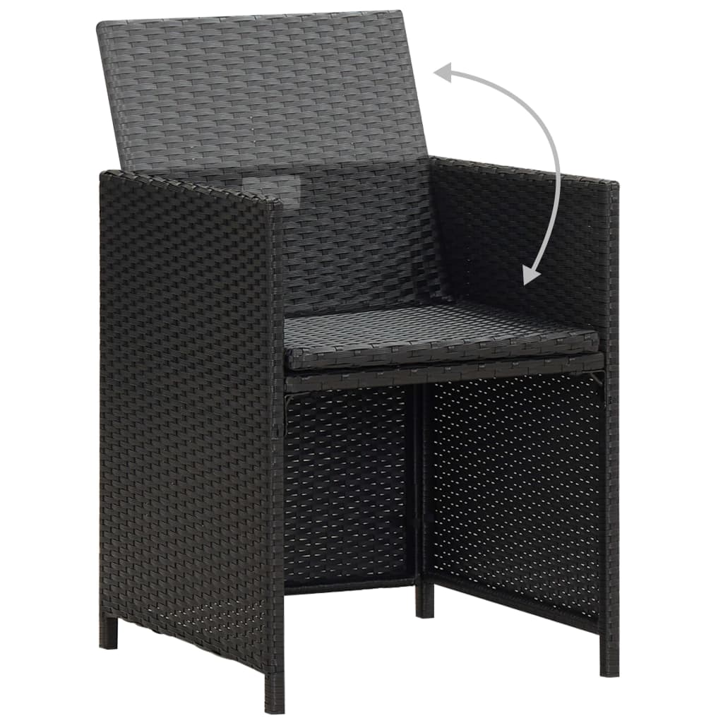 Set mobilier de grădină cu perne, 3 piese, negru, poliratan