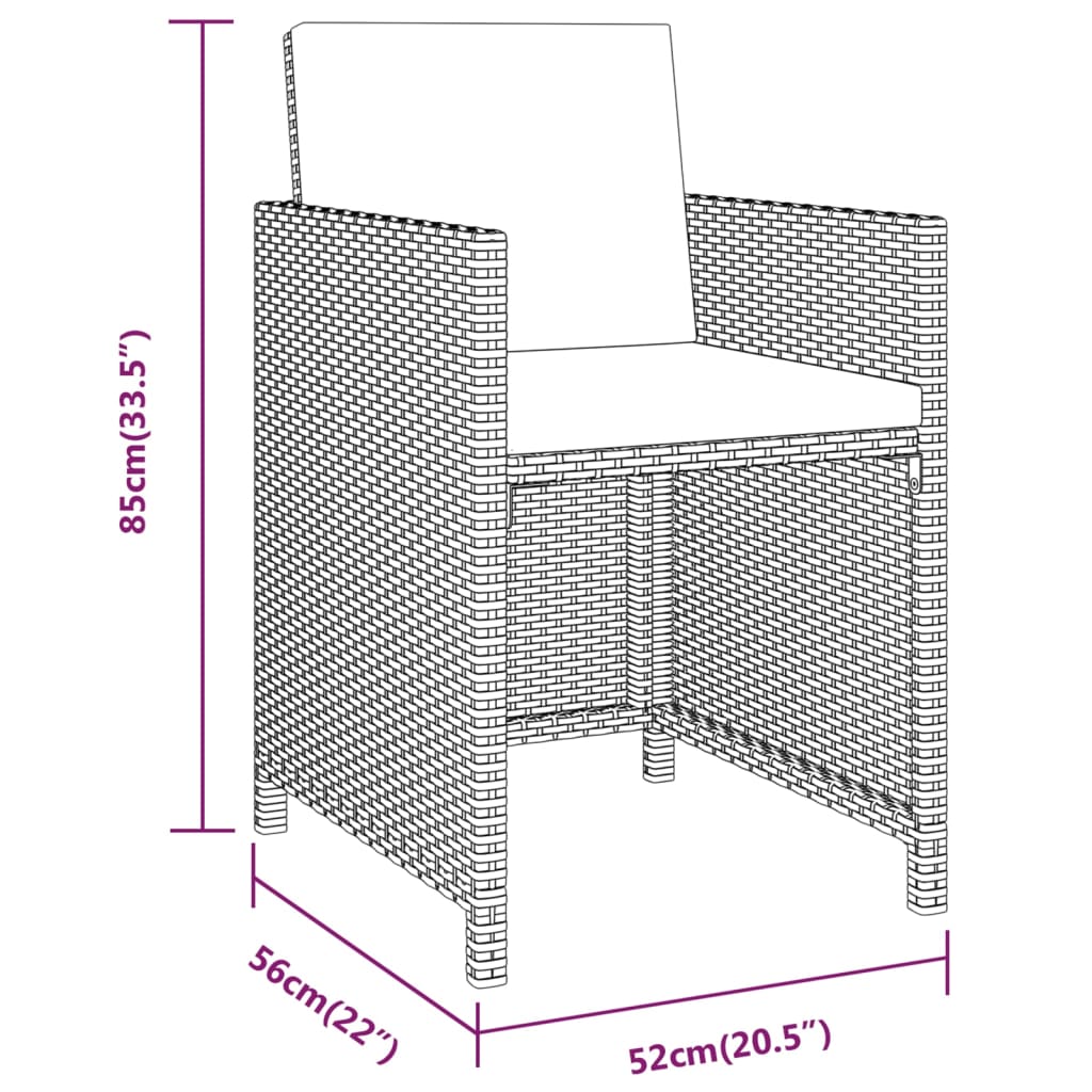 Set mobilier de grădină cu perne, 3 piese, gri