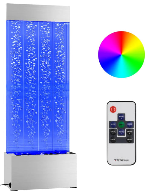 Загрузите изображение в средство просмотра галереи, Coloană cu bule cu LED-uri RGB oțel inoxidabil/acrilic 110 cm

