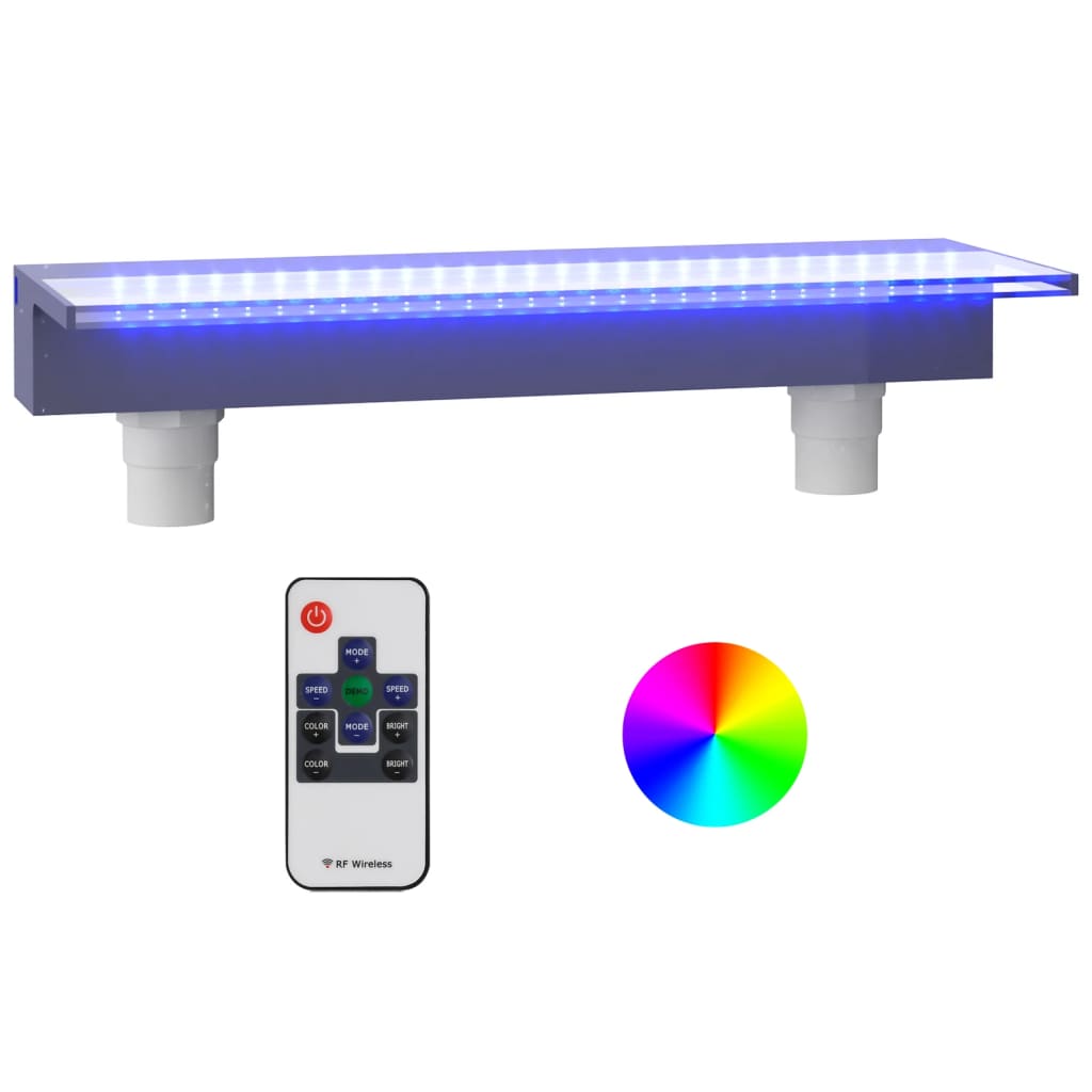 Deversor de cascadă cu LED-uri RGB, acrilic, 60 cm