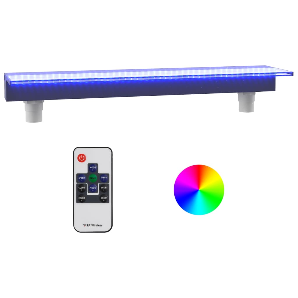 Deversor de cascadă cu LED-uri RGB, acrilic, 90 cm