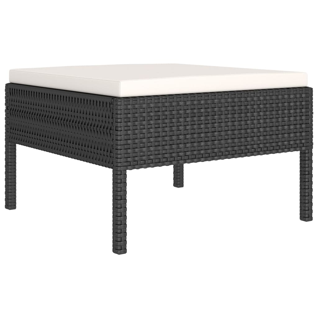 Set mobilier de grădină cu perne, 5 piese, negru, poliratan