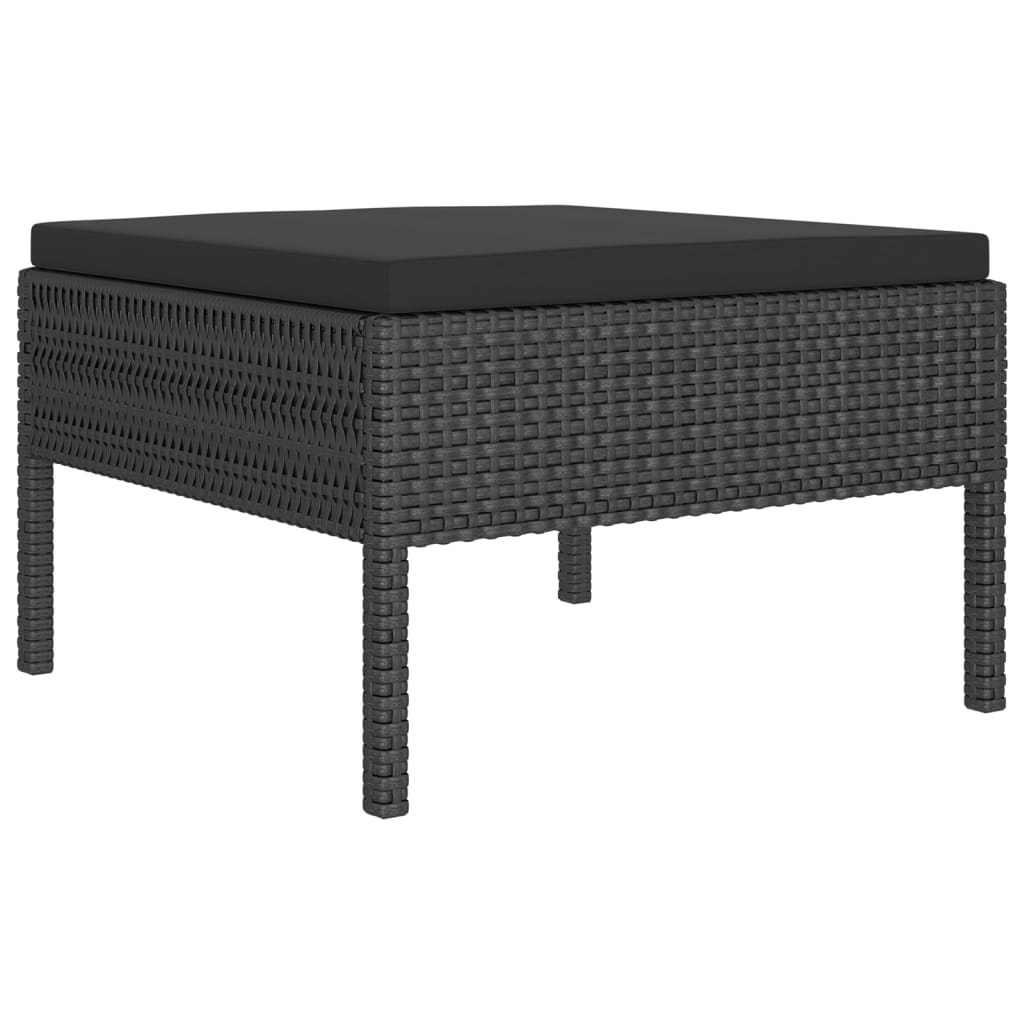 Set mobilier de grădină cu perne, 5 piese, negru, poliratan