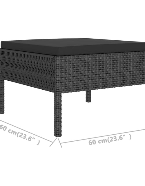 Încărcați imaginea în vizualizatorul Galerie, Set mobilier de grădină cu perne, 5 piese, negru, poliratan
