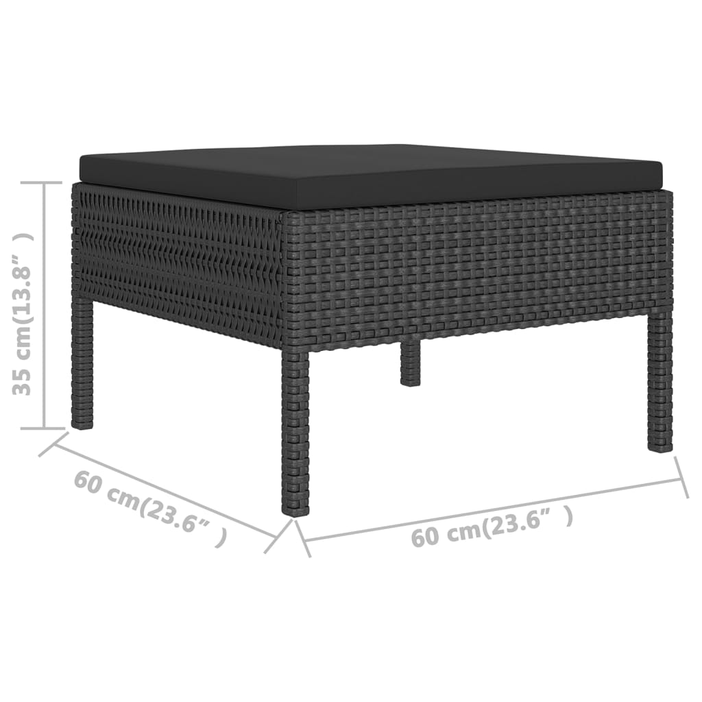 Set mobilier de grădină cu perne, 5 piese, negru, poliratan