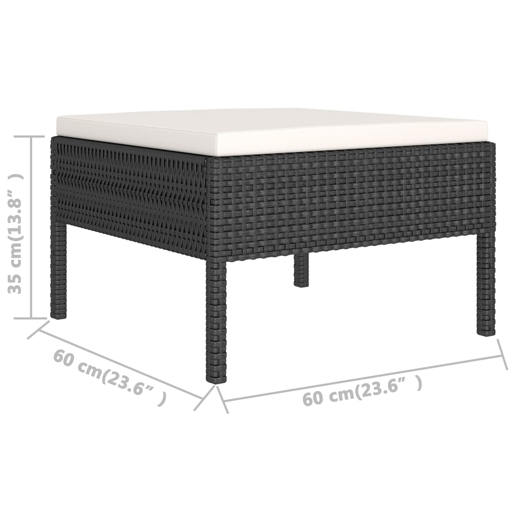 Set mobilier de grădină cu perne, 7 piese, negru, poliratan