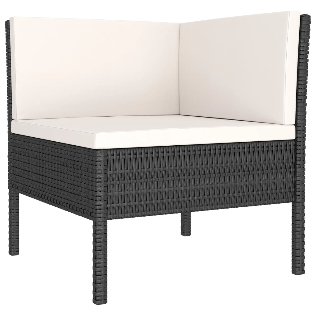 Set mobilier de grădină cu perne, 9 piese, negru, poliratan