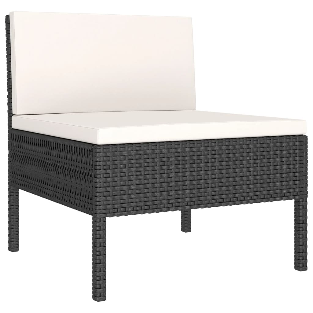 Set mobilier de grădină cu perne, 9 piese, negru, poliratan