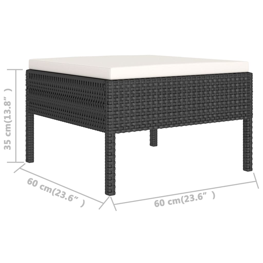 Set mobilier de grădină cu perne, 13 piese, negru, poliratan