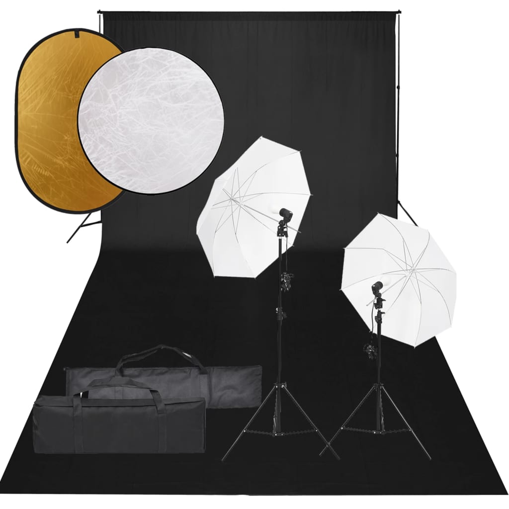 Set studio foto cu lumină, fundal și reflector