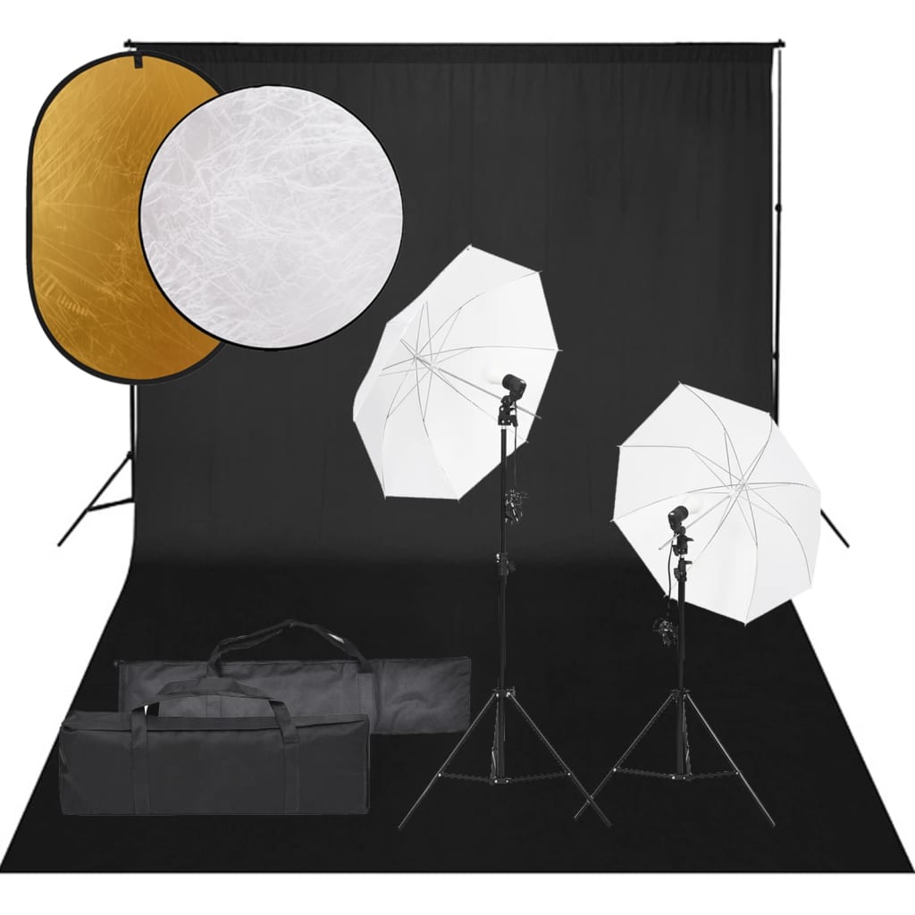 Set studio foto cu lumină, fundal și reflector