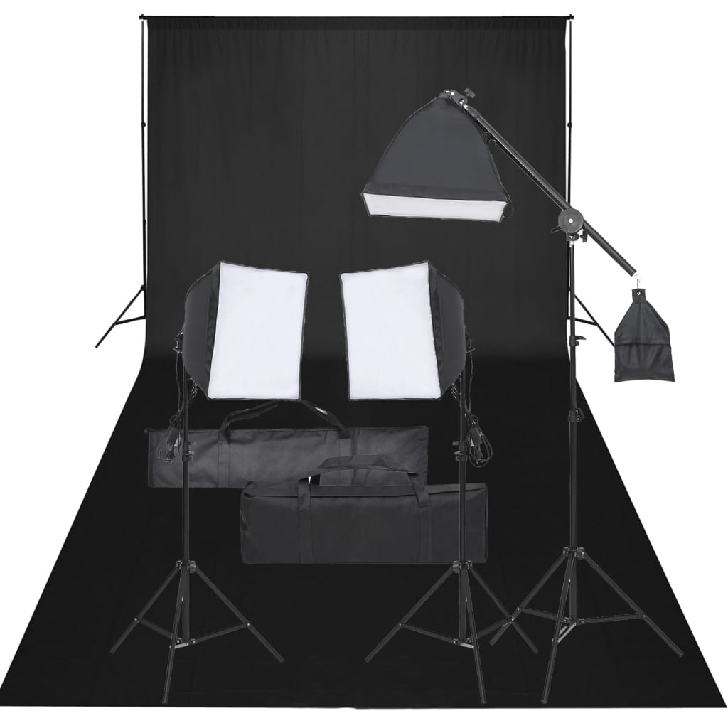 Kit studio foto cu set de lumină și fundal